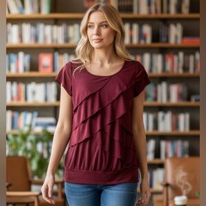 Maurices Deep Red Layered Blouse